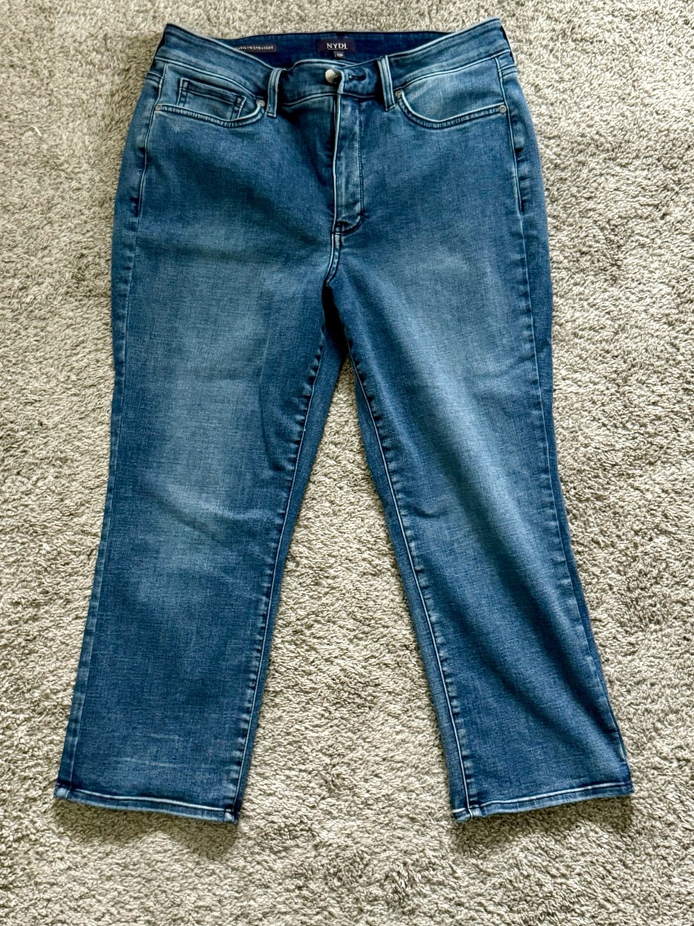 NYDJ Marilyn Straight Leg Jeans Womens Size 12 Medium Wash Denim (12P)